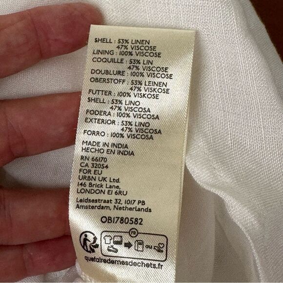 NWT Anthropologie Katerina Button-Front Mini Dress M Linen White Fit & Flare - Picture 5 of 8